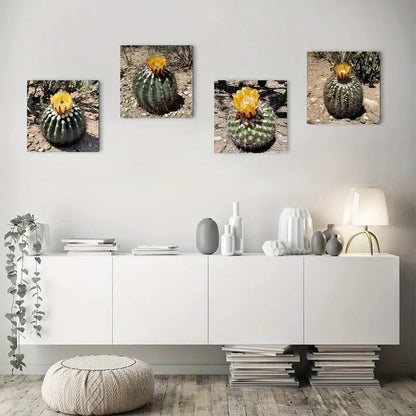 4pcs Saguaro Cactus Wall Art Canvas Framed