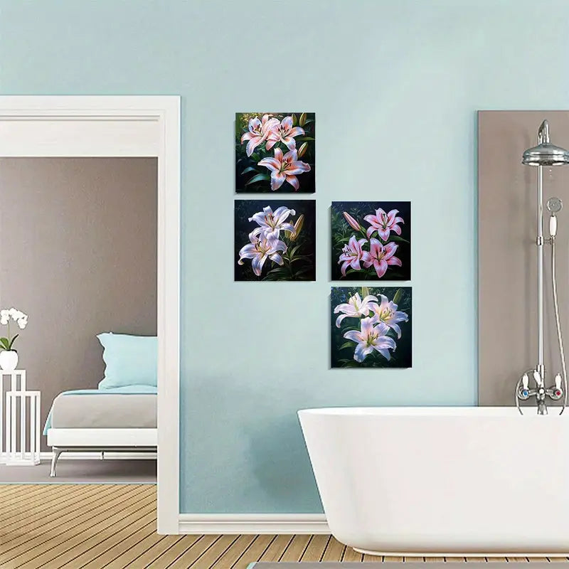 4pcsPurple Blooming FlowersWall Art Canvas Framed (Copy)