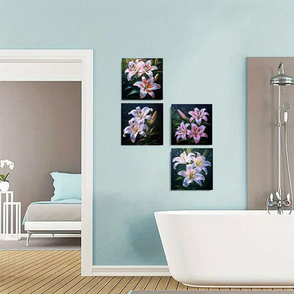 4pcsPurple Blooming FlowersWall Art Canvas Framed (Copy)