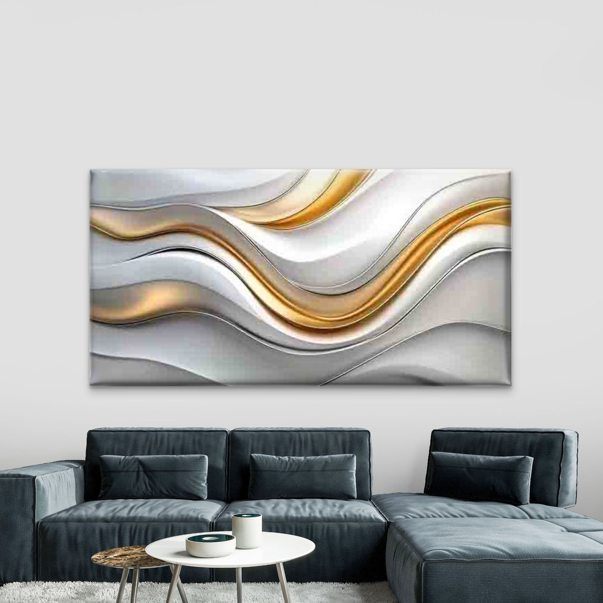 Modern Abstract Wave Texture Wall Art Canvas Office Home Room Framed 120x60cm