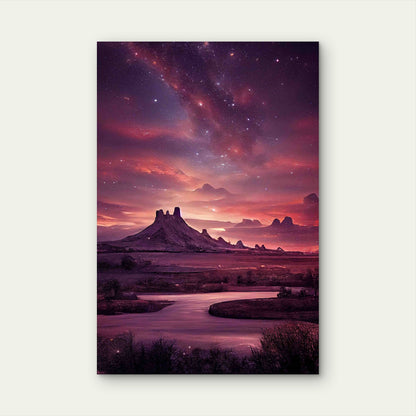 Landscape Featuring The Milky Way And a Vibrant Sky 60x90cm Metal Print Ready to Hang