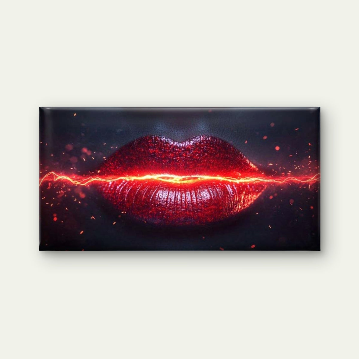 Electric Kiss Abstract Lips Wall Art Canvas Office Home Room Framed 120x60cm