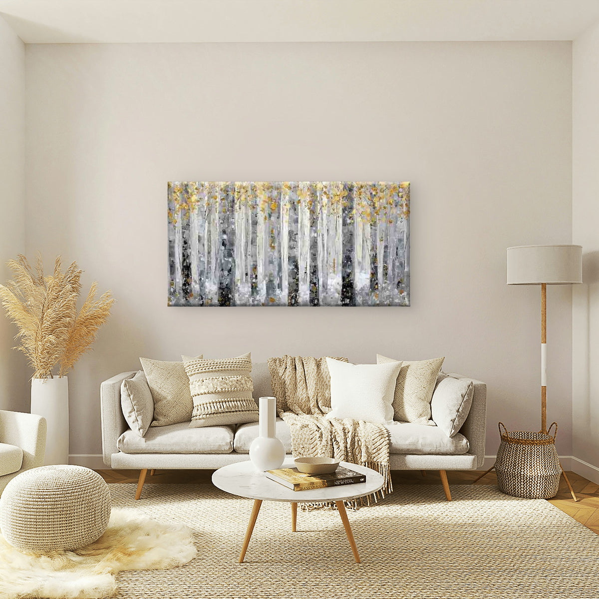 Abstract Winter Forest Wall Art Canvas Office Home Room Framed 120x60cm