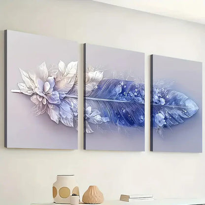 3pcs Minimalist Modern Fashion Feather Abstract Art Rich Wall Art Set Canvas Unframed - High Quality Print 100% Australian Made Wall Canvas