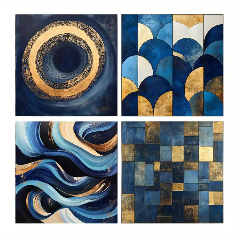 4pcs Grid Posters, Pattern Wall Art Canvas Framed