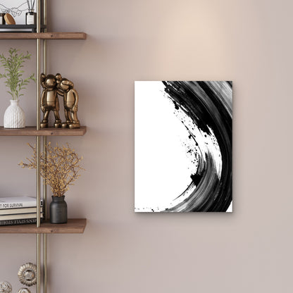 Abstract Black and White Brush Strokes Metal Print Ready to Hang