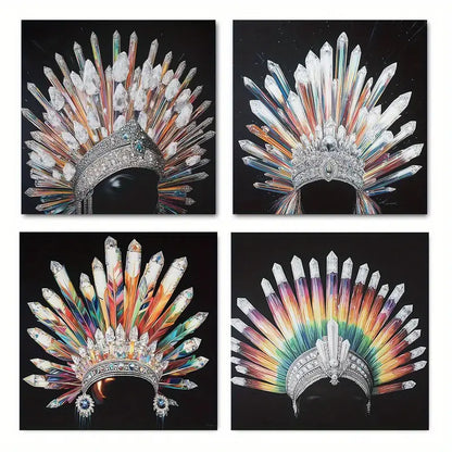 4pcs African American Queen Art Elegant Wall Art Canvas Framed