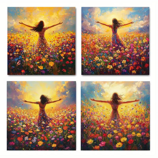 4pcs Hanada Ma Picture Artwork Wall Art Decor Wall Art Canvas Framed