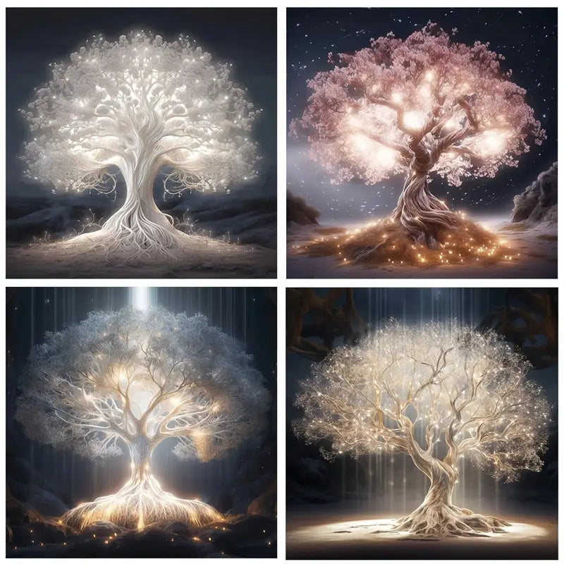4pcs Life Tree Theme Wall Art Canvas Framed
