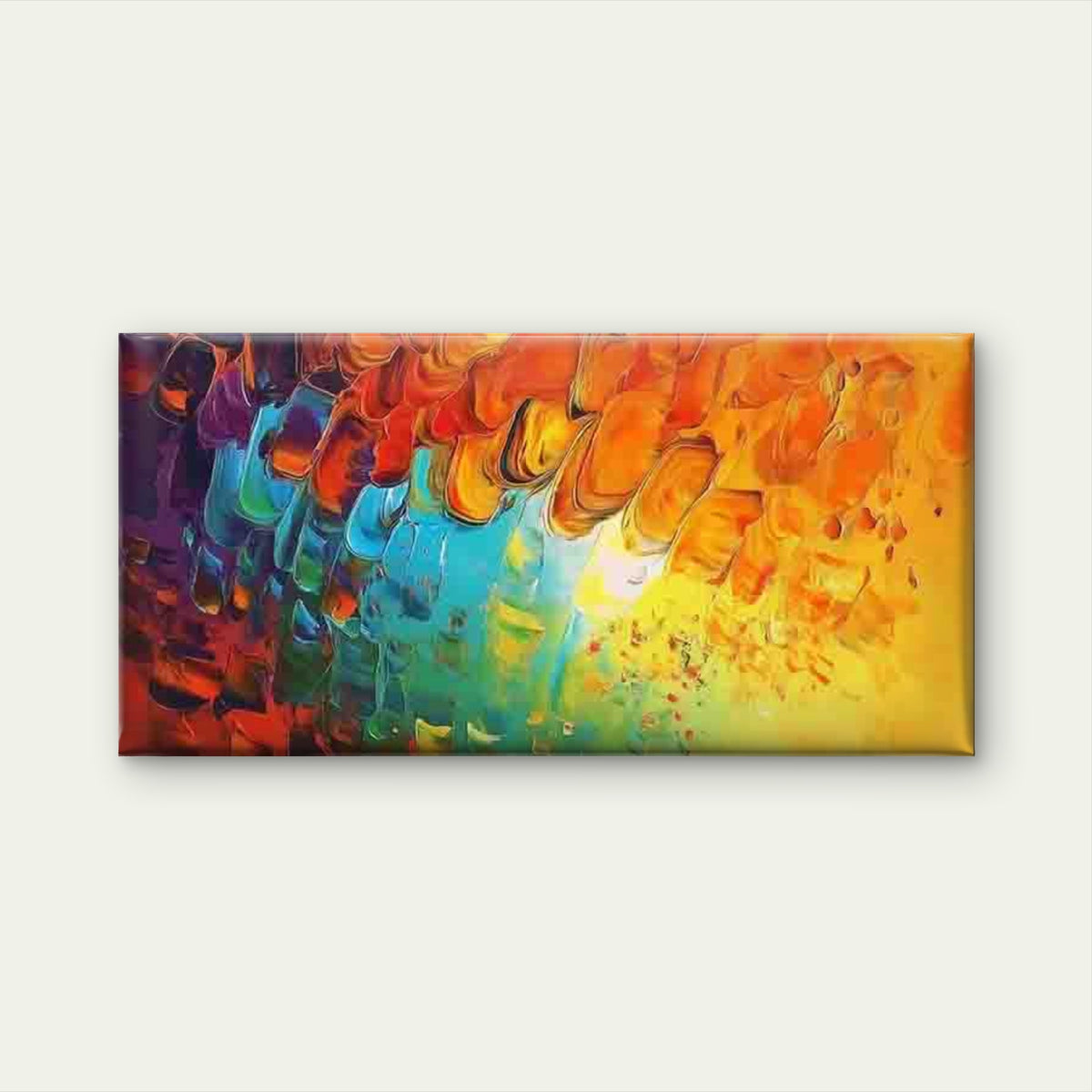Vibrant Abstract Brush Strokes Wall Art Canvas Office Home Room Framed 120x60cm