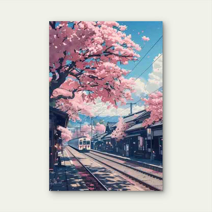 Modern Japanese Landscape Metal Print Ready to Hang