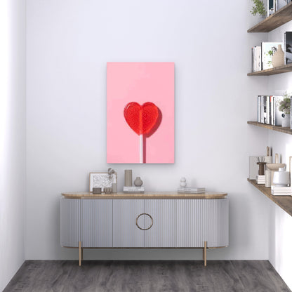 Candy-Inspired Heart Lollipop 60x90cm Metal Print Ready to Hang