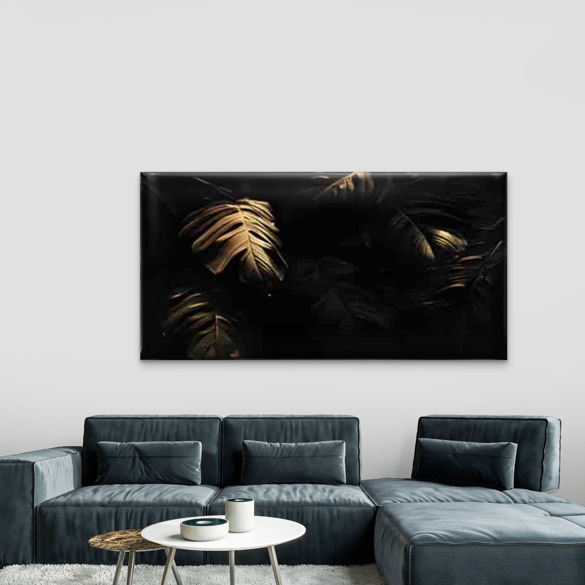 Monstera Leaf Wall Art Canvas Office Home Room Framed 120x60cm