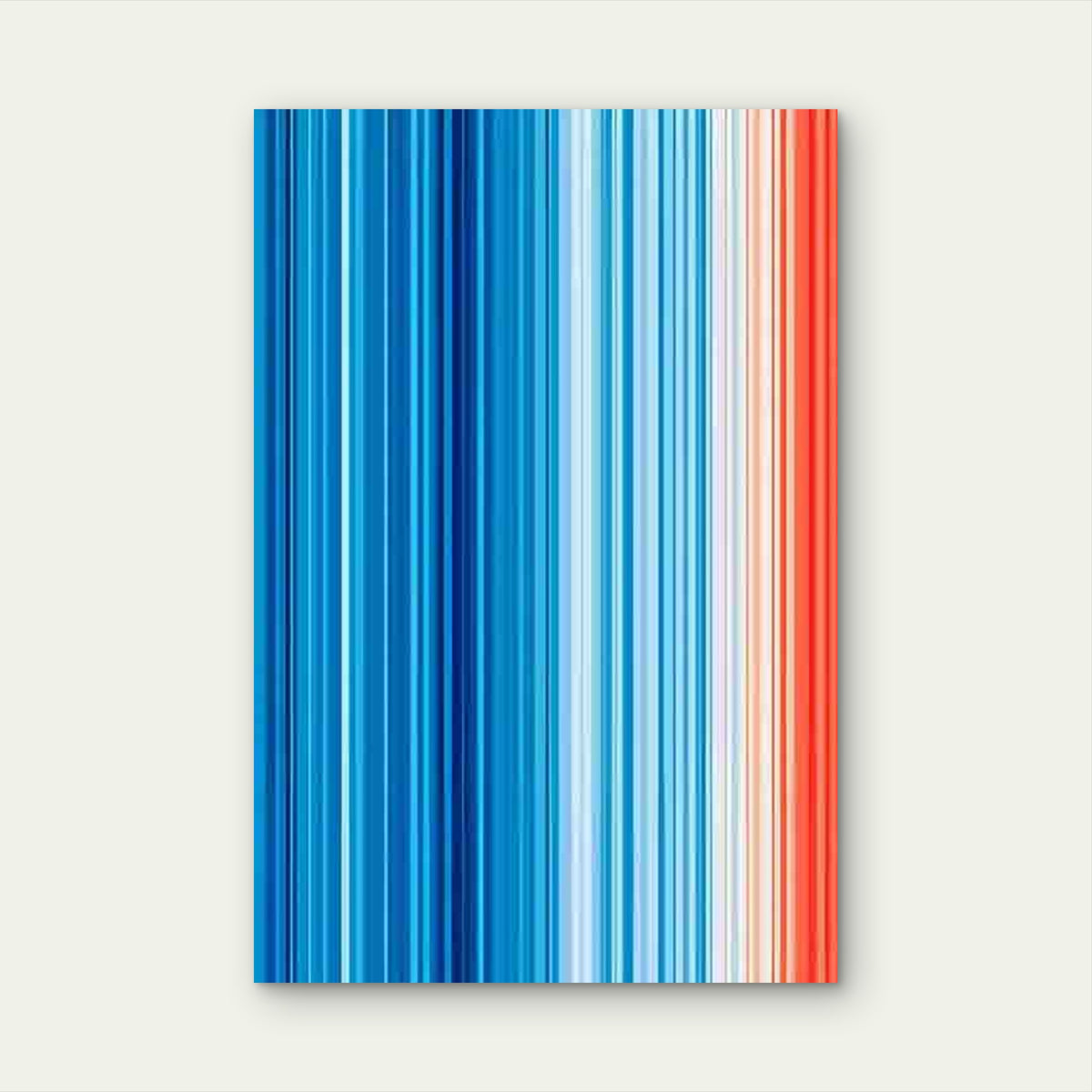 Abstract Vertical Stripes in Blue, White, And Orange Metal Print Ready to Hang