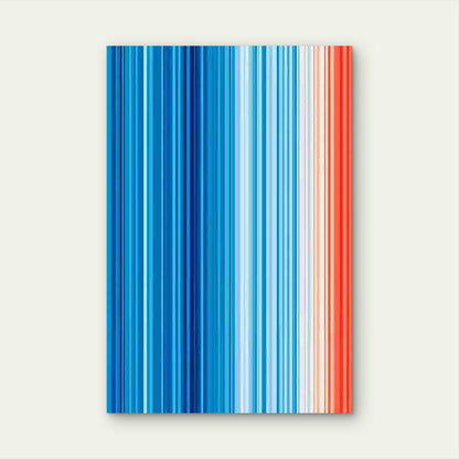 Abstract Vertical Stripes in Blue, White, And Orange Metal Print Ready to Hang