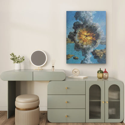 Salvador Dali-Inspired Clock Explosion 60x90cm Metal Print Ready to Hang