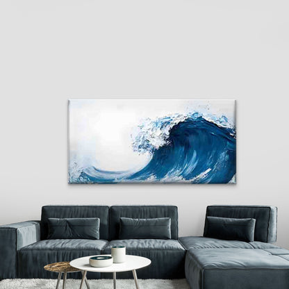 Dynamic Blue Wave Pattern Wall Art Canvas Office Home Room Framed 120x60cm