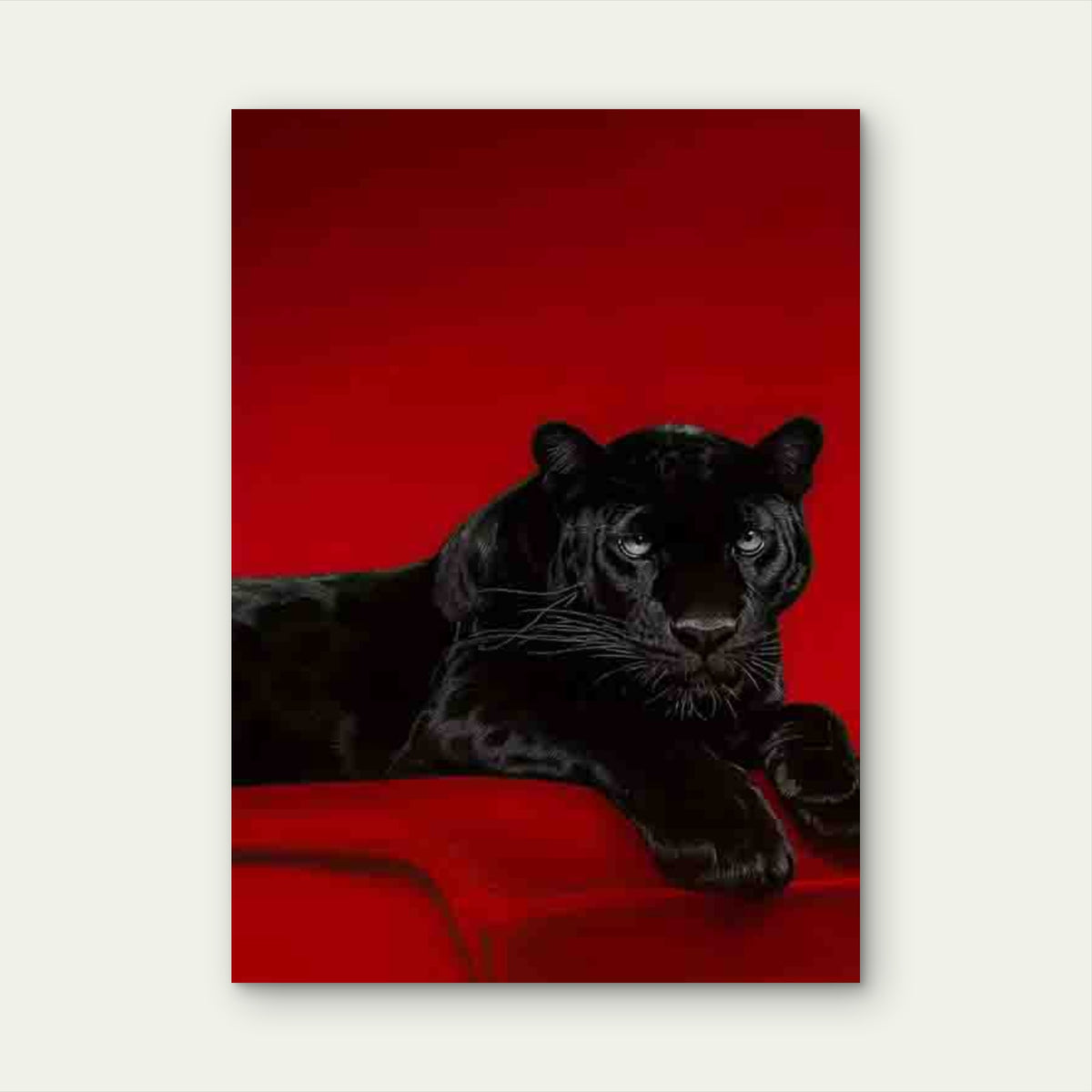 Black Panther on a Red Background Metal Print Ready to Hang