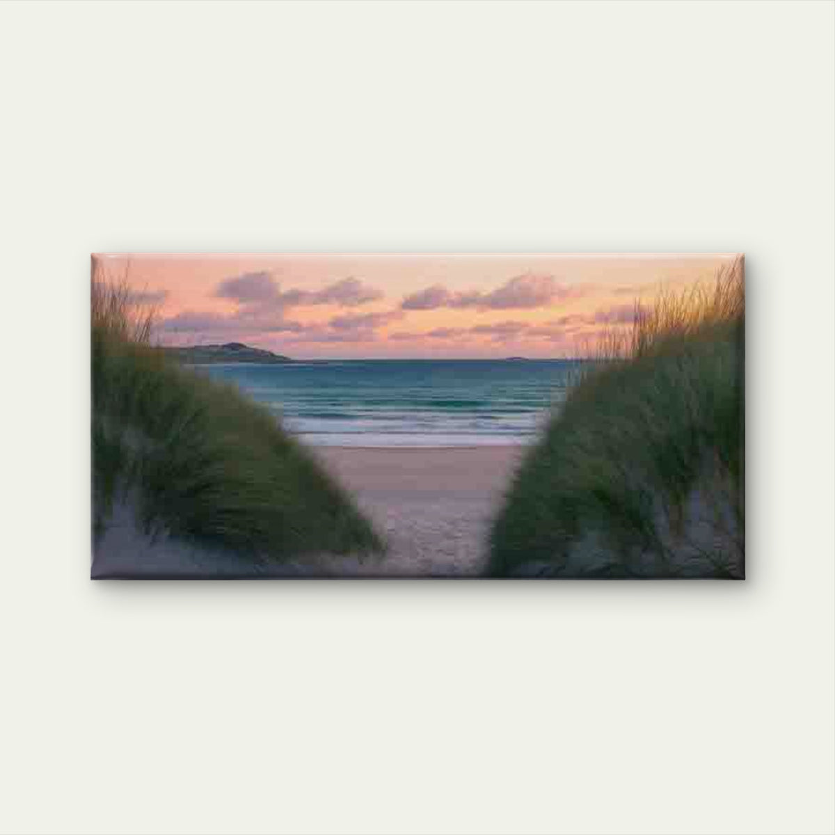 Sunset Beach Scene with Dunes Wall Art Canvas Office Home Room Framed 120x60cm