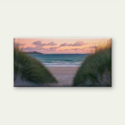 Sunset Beach Scene with Dunes Wall Art Canvas Office Home Room Framed 120x60cm