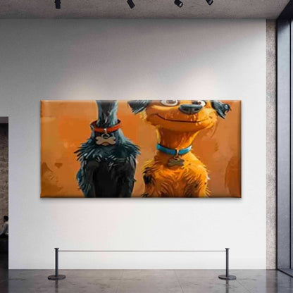 Fun Dog Friend Wall Art Canvas Office Home Room Framed 120x60cm