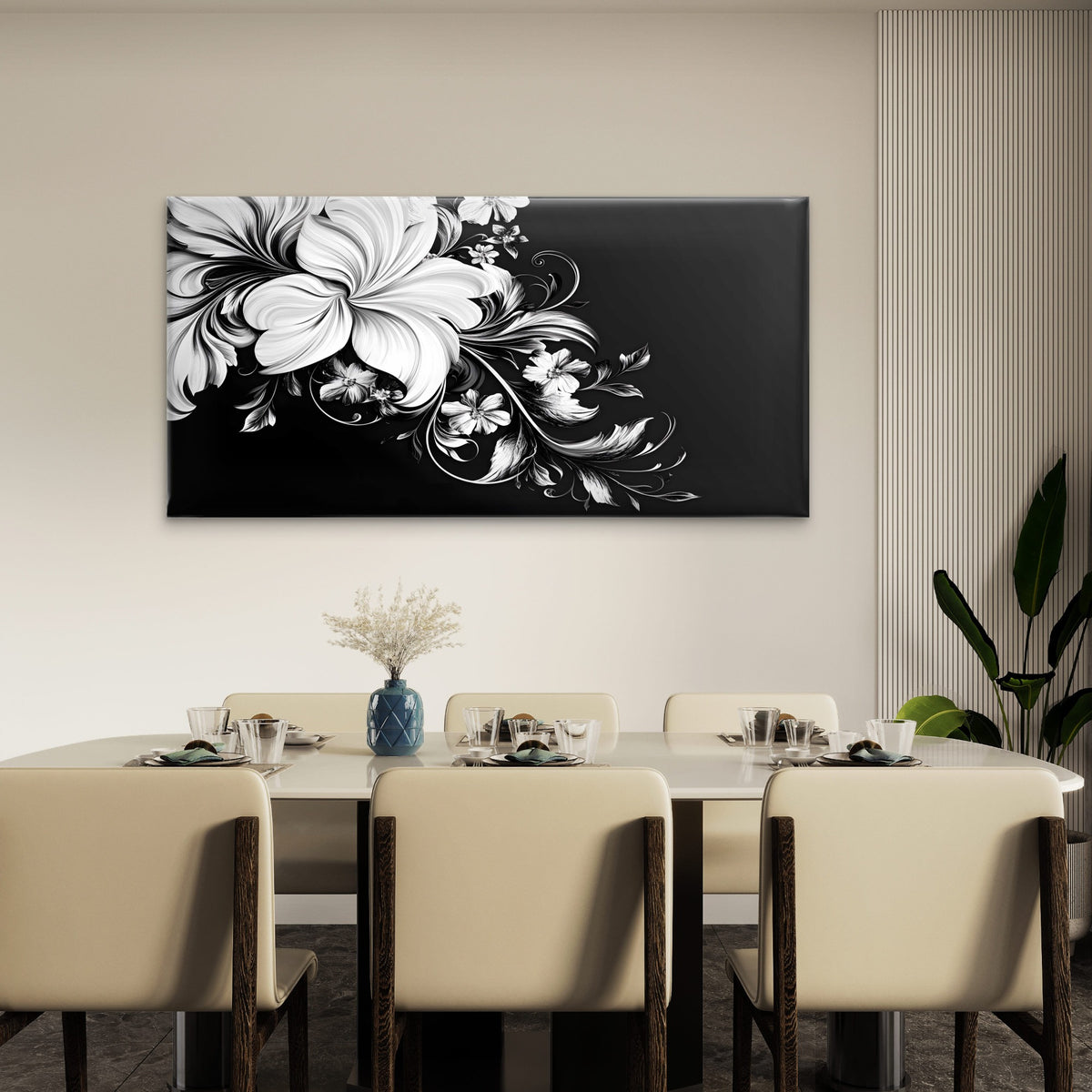 Blossoms In The Dark Wall Art Canvas Office Home Room Framed 120x60cm
