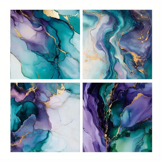 4pcs Marble Texture Canvas Print Wall Art Canvas Framed