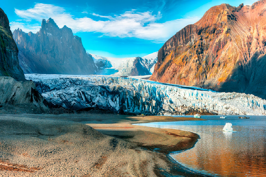 Volcanic Mountains South Iceland Glass Framed Wall Art, Ready to Hang Quality Print