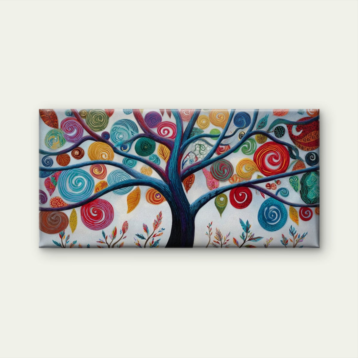 Abstract Tree Vibrant Swirls Wall Art Canvas Office Home Room Framed 120x60cm