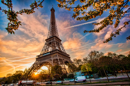 Eiffel Tower Against Sunrise in Paris, France Home Decor Premium Quality Poster Print Choose Your Sizes