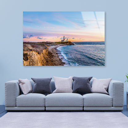 Lighthouse in Coast of Montauk Acrylic Glass Print Tempered Glass Wall Art 100% Made in Australia Ready to Hang