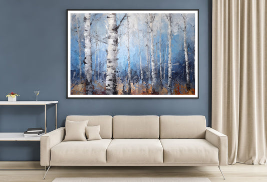 Modern Hand Painted Birch Tree Oil Painting Home Decor Premium Quality Poster Print Choose Your Sizes