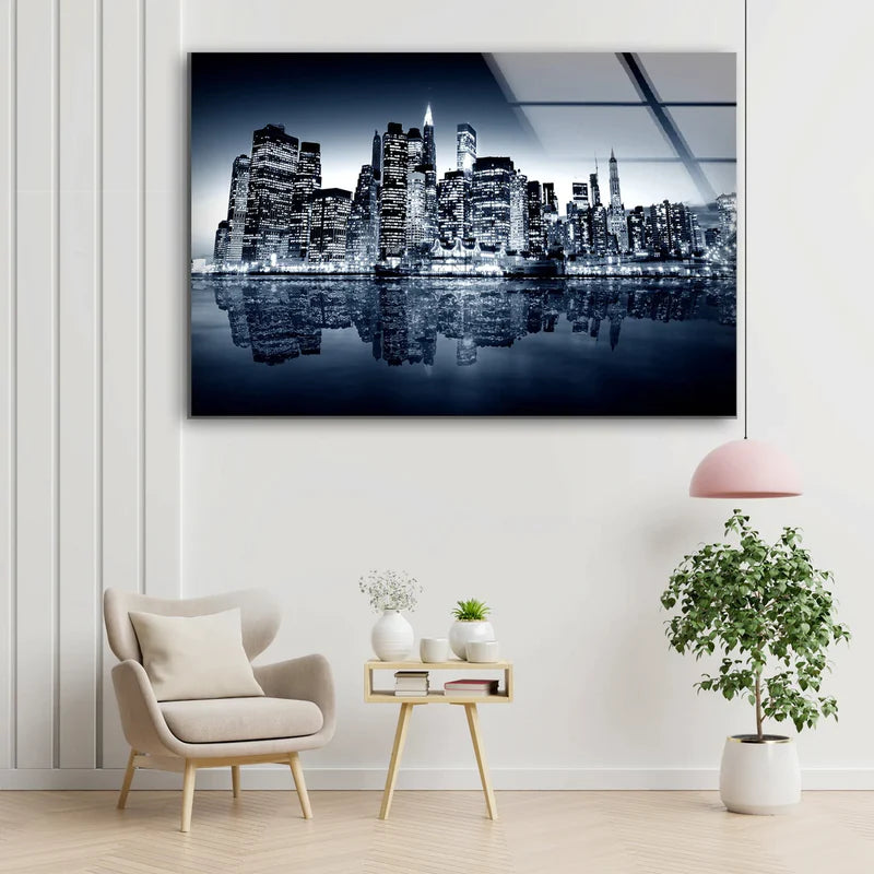 City Near Sea B&W UV Direct Aluminum Print Australian Made Quality