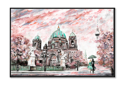 Street View Of Berlin Oil Painting Wall Art Limited Edition High Quality Print Canvas Box Framed Black