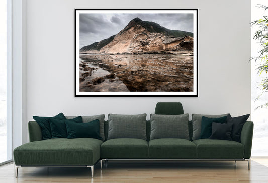 View of a Rocky Mountain with Clouds in the Sky Home Decor Premium Quality Poster Print Choose Your Sizes