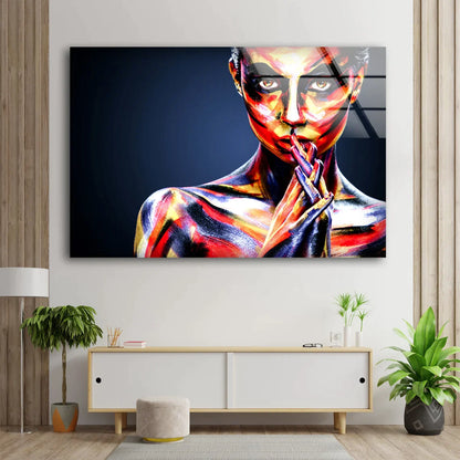 Girl with Body Makeup UV Direct Aluminum Print Australian Made Quality