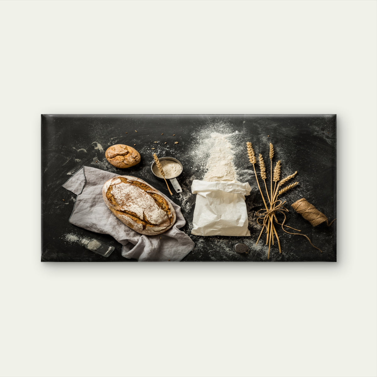 Rustic Sourdough Bread Wheat Wall Art Canvas Office Home Room Framed 120x60cm