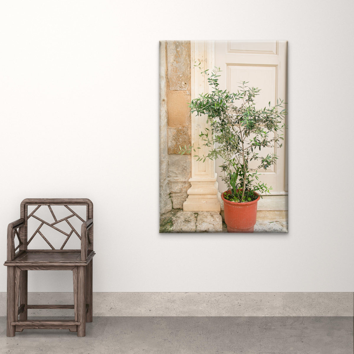 Potted Tree and Classic Architectural Pillars in Italy Wall Art Decor 100% Australian Made