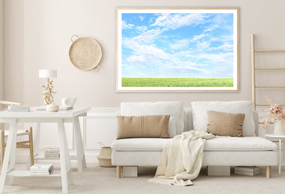 Beautiful Scenic View of Grassy Field and Blue Sky Home Decor Premium Quality Poster Print Choose Your Sizes