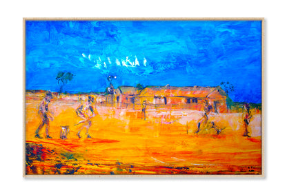 Concept Featuring Game Of Bush Cricket Oil Painting Limited Edition High Quality Print Canvas Box Framed Natural