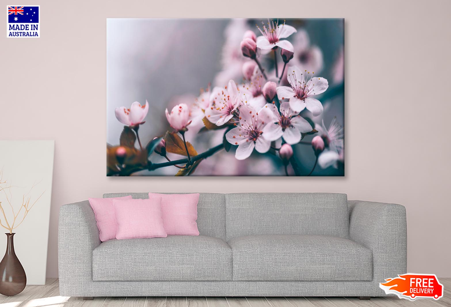 Macro Cherry Blossom Tree Branch Wall Art Decor 100% Australian Made