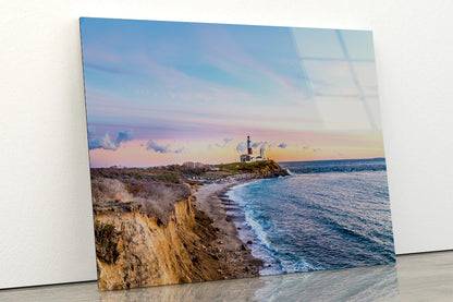 Lighthouse in Coast of Montauk Acrylic Glass Print Tempered Glass Wall Art 100% Made in Australia Ready to Hang