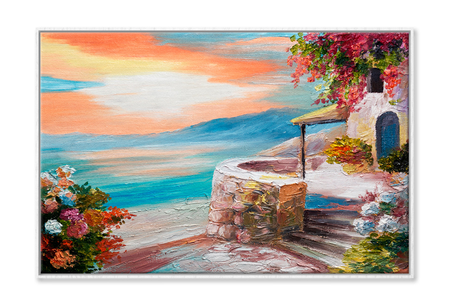 Greek Embankment Oil Painting Wall Art Limited Edition High Quality Print Canvas Box Framed White