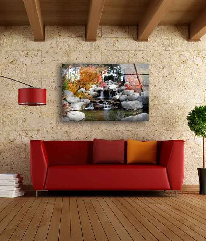 Rocky Waterfall View UV Direct Aluminum Print Australian Made Quality