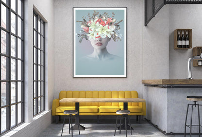 Young Woman With Flowers Abstract Home Decor Premium Quality Poster Print Choose Your Sizes