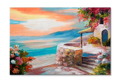 Greek Embankment Oil Painting Wall Art Limited Edition High Quality Print Stretched Canvas None