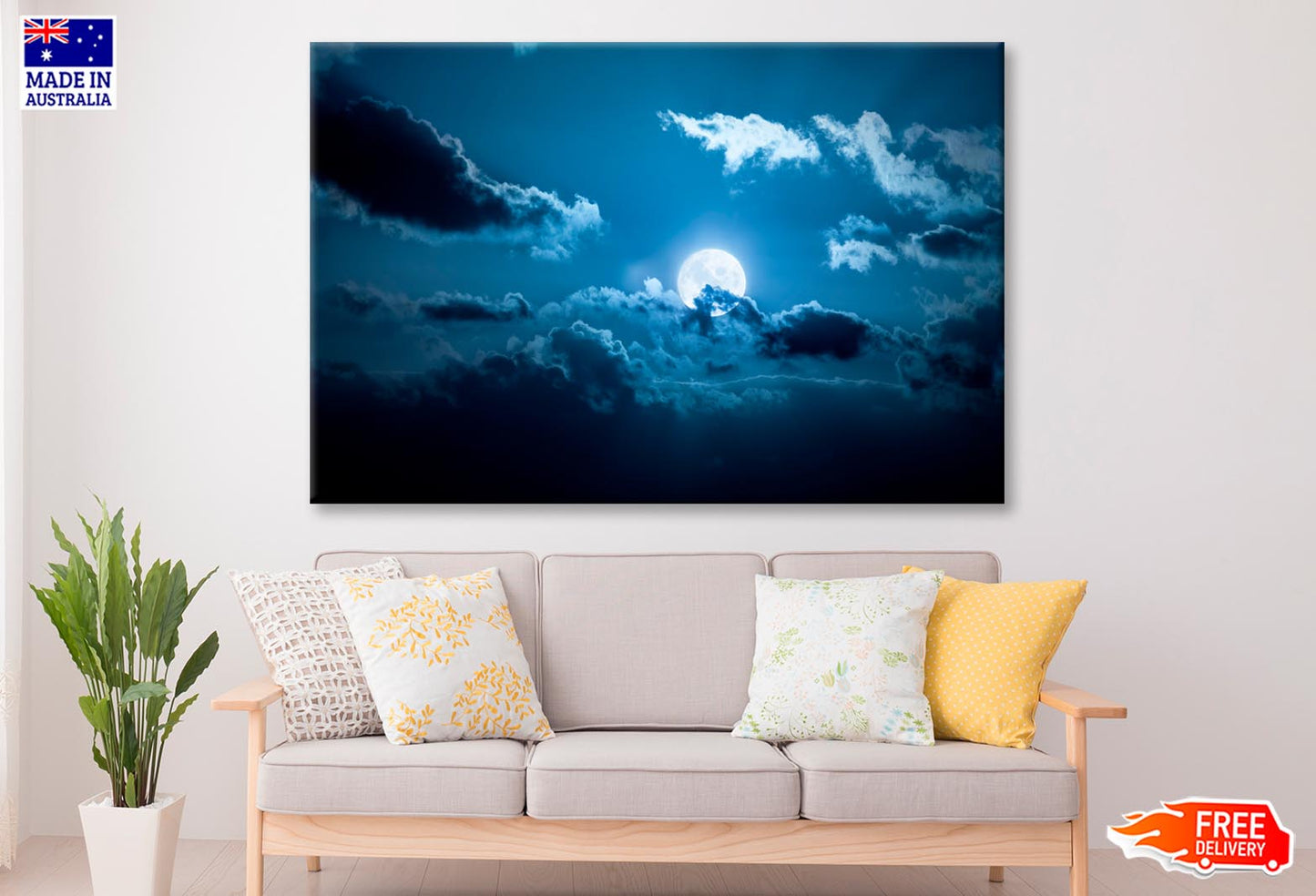 Image Of a Full Moon Night  Wall Art Decor 100% Australian Made