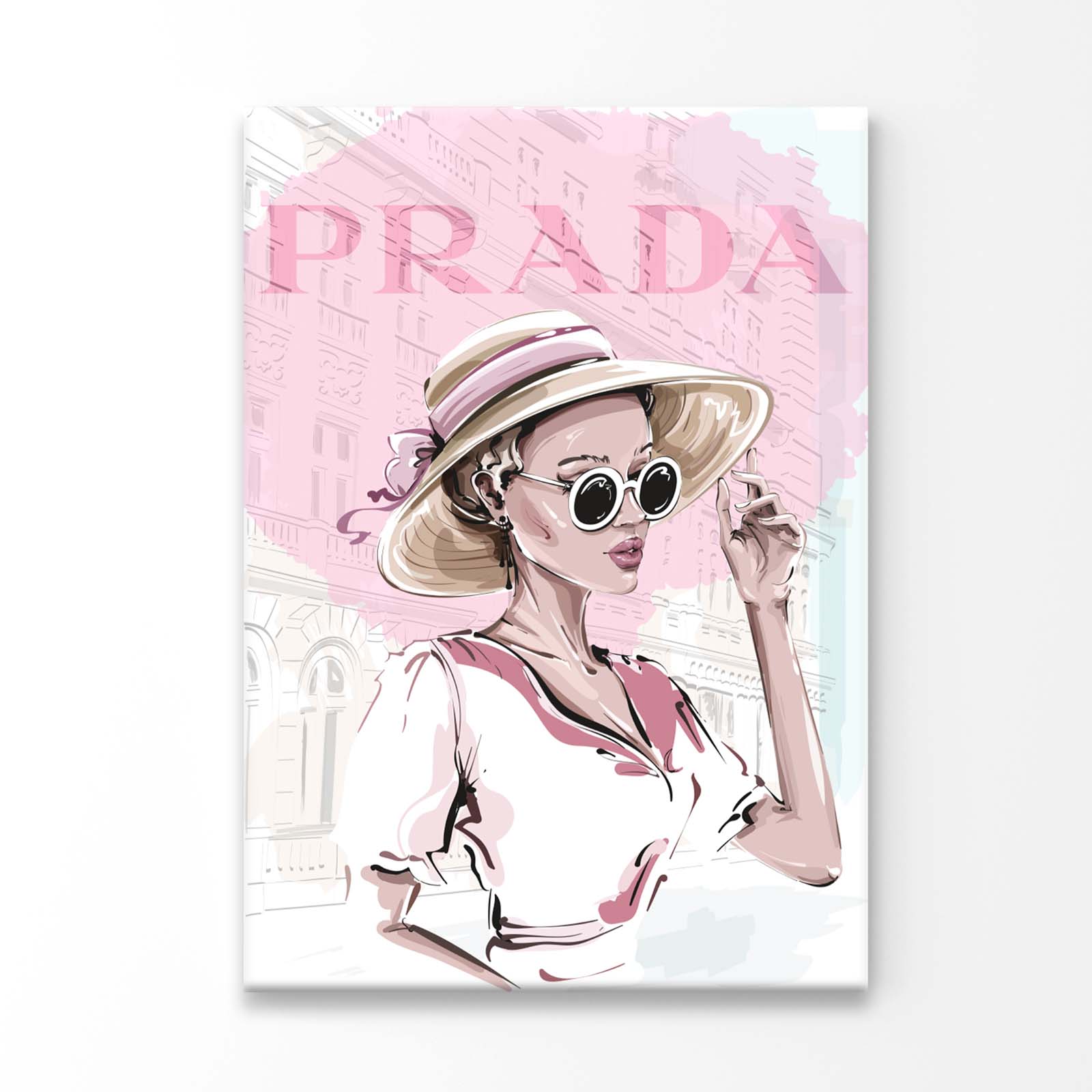 Pink Lady With Hat 3D Design Acrylic Glass Print Tempered Glass Wall Art 100% Made in Australia Ready to Hang