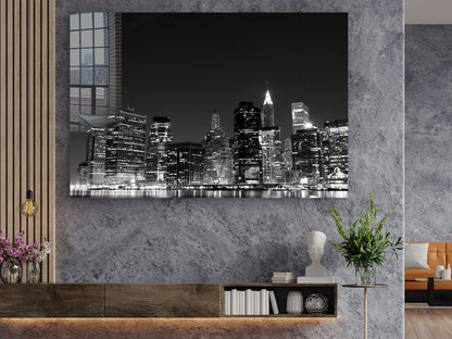 B&W Night Cityscape UV Direct Aluminum Print Australian Made Quality