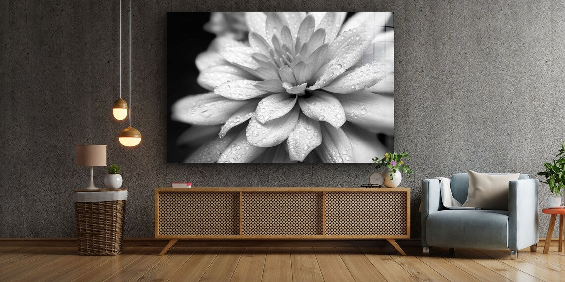 Lotus Flower B&W View UV Direct Aluminum Print Australian Made Quality